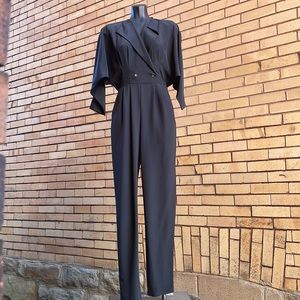 Vintage 1970s Frances Henaghan for Saks Fifth Avenue Black Wrap Jumpsuit Size 4